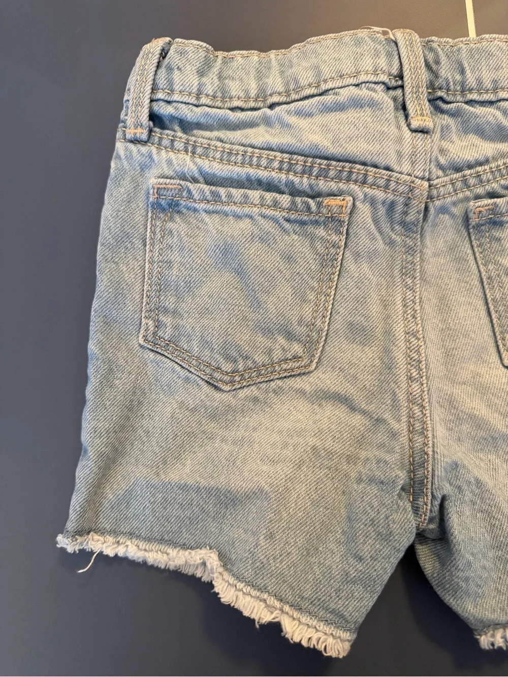 Old Navy Light Blue Denim Shorts with Colorful Heart & LOVE Embroidery 4T